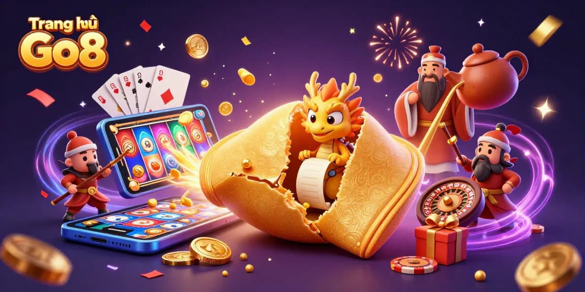 Experience excitement at Trang chủ Go8 with a vibrant and dynamic casino-themed illustration.