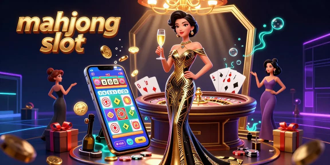 Play mahjong slot and enjoy vibrant casino elements in a stunning 3D illustration.