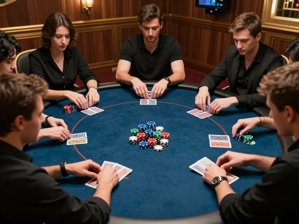 Players experiencing high-stakes strategy and intense gameplay at NK88 poker table.