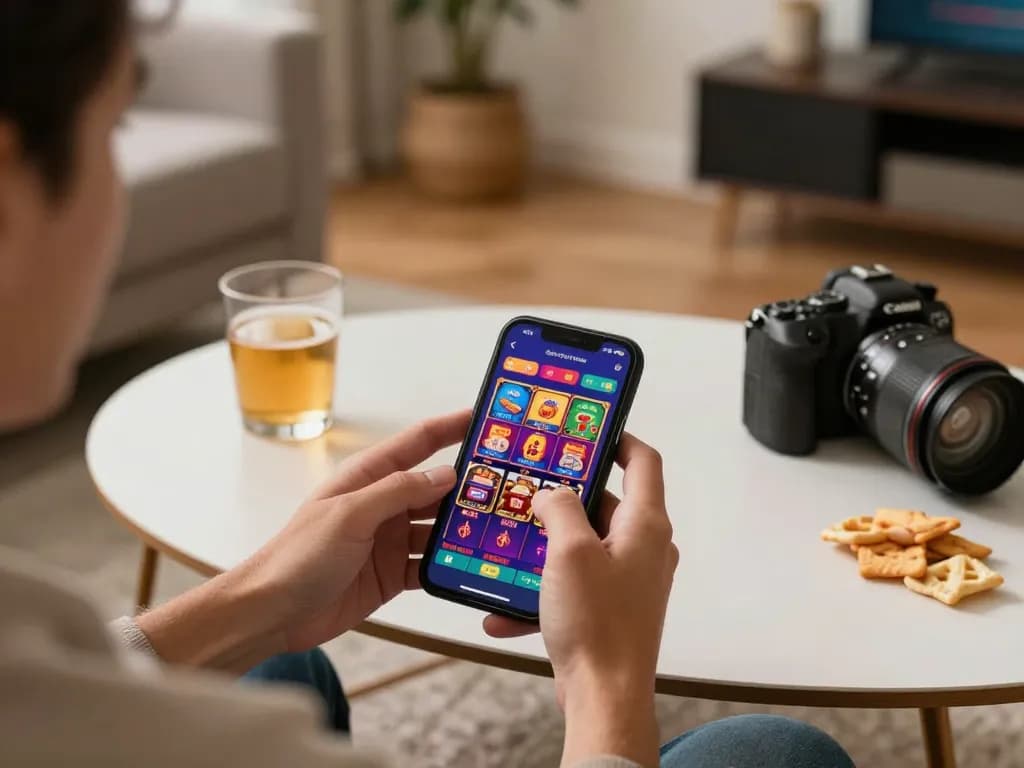 The player explores the app lc88 for exciting online casino games on their smartphone.