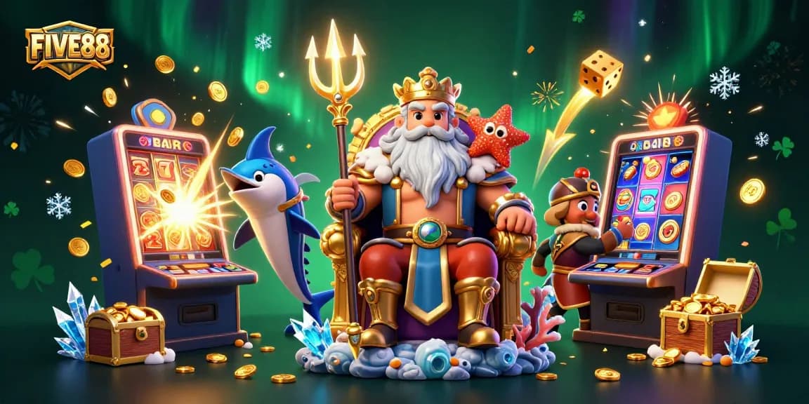 Experience the excitement of winning at FIVE88 with vibrant 3D casino gaming elements!
