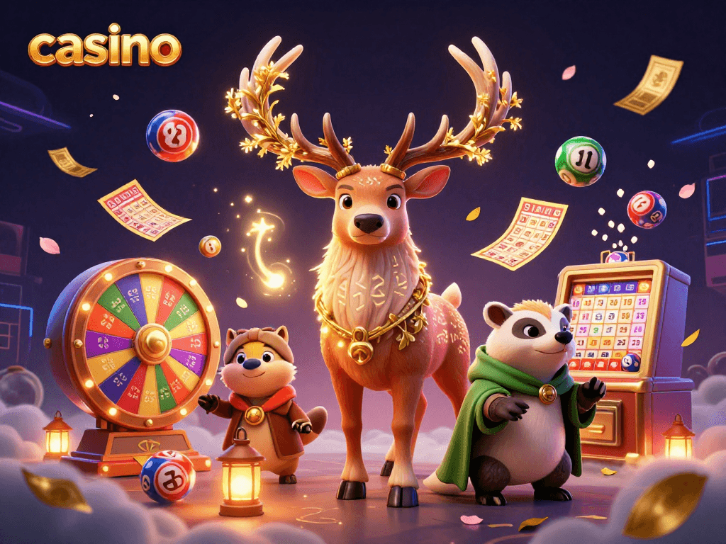 Experience the thrill of the casino with a colorful lottery scene featuring dynamic lottery balls.