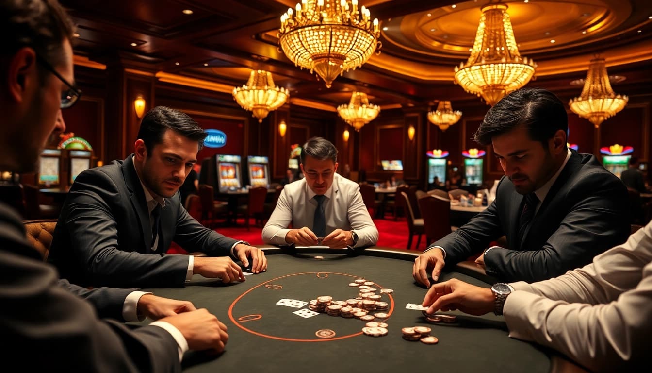 Engaging atmosphere at a Non gamstop casino Uk with players enjoying poker games.