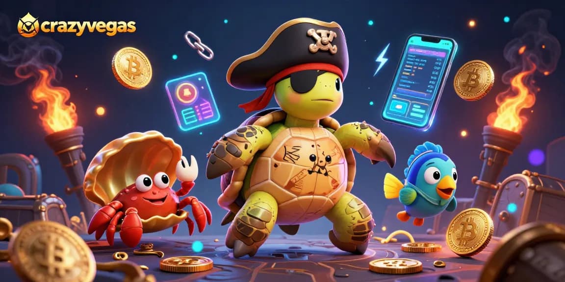 Experience the thrill of crazyvegas with our vibrant 3D casino scene featuring treasure and crypto elements.