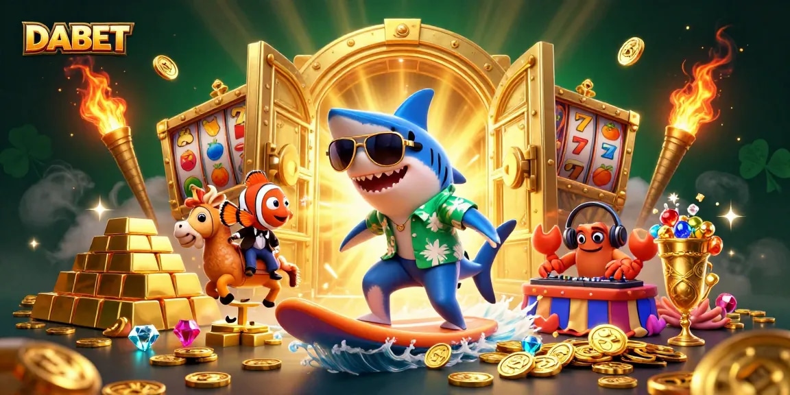 DABET offers players an exciting online casino experience with vibrant, animated slot games and treasures.