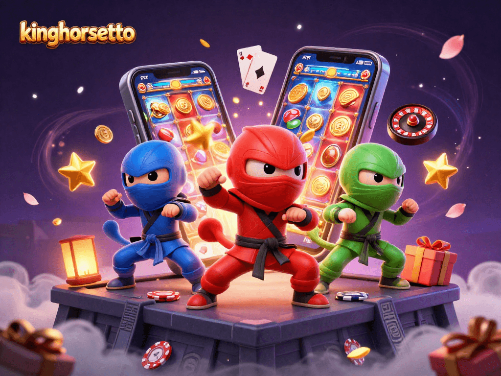kinghorsetoto menghadirkan ninja chameleon bertarung di kasino dengan emas dan kartu di sekitar