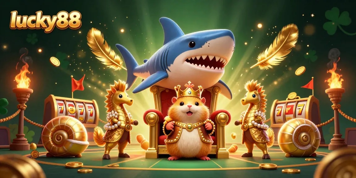 Experience thrilling wins with lucky88 in a vibrant casino kingdom illustration