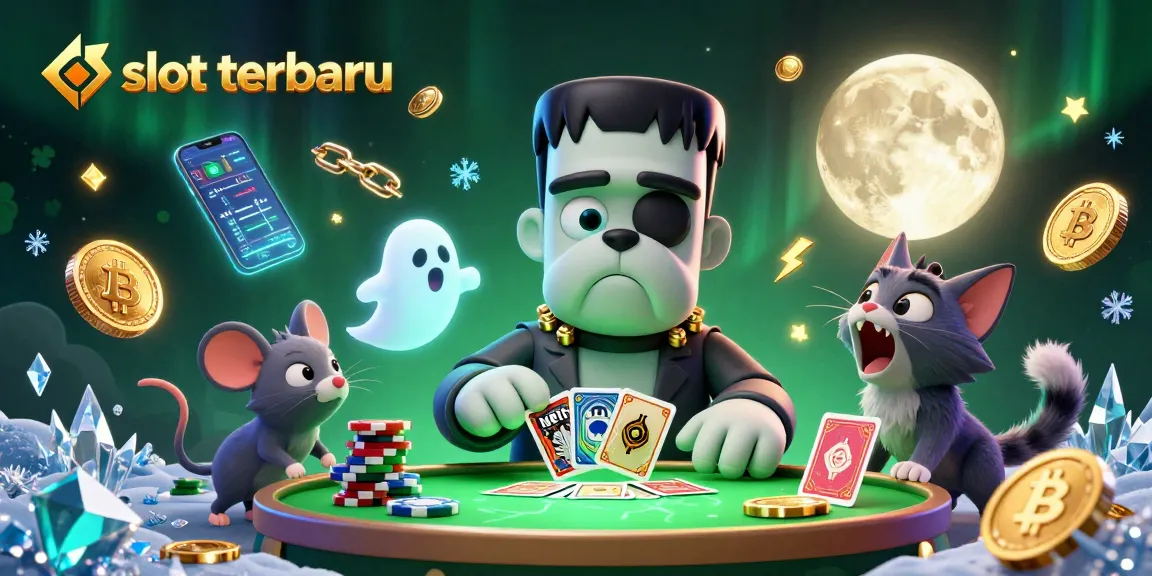 Experience the excitement of slot terbaru with engaging characters and dynamic casino elements in this vivid illustration.