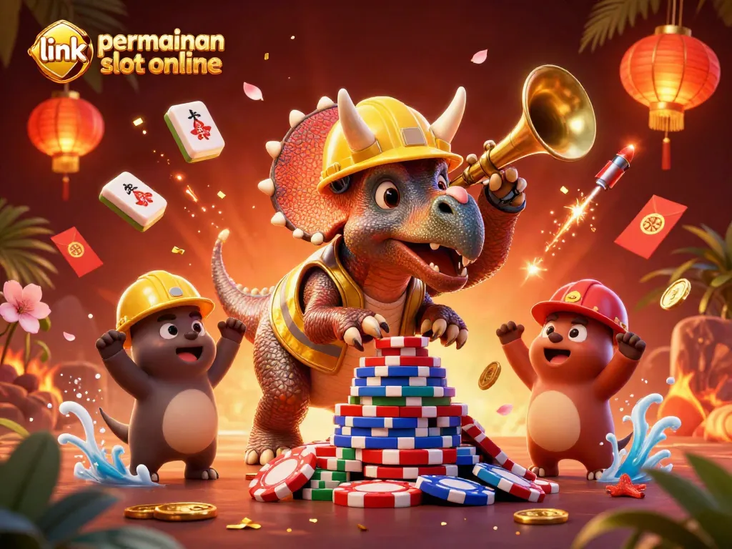 Jelajahi link permainan slot online dengan karakter kartun dan elemen kasino yang dinamis.