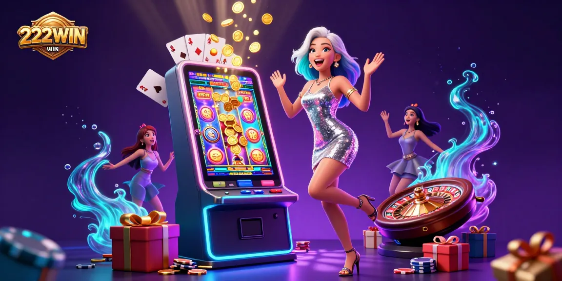 Play slots and celebrate wins at 222WIN with stunning effects and vibrant casino elements.