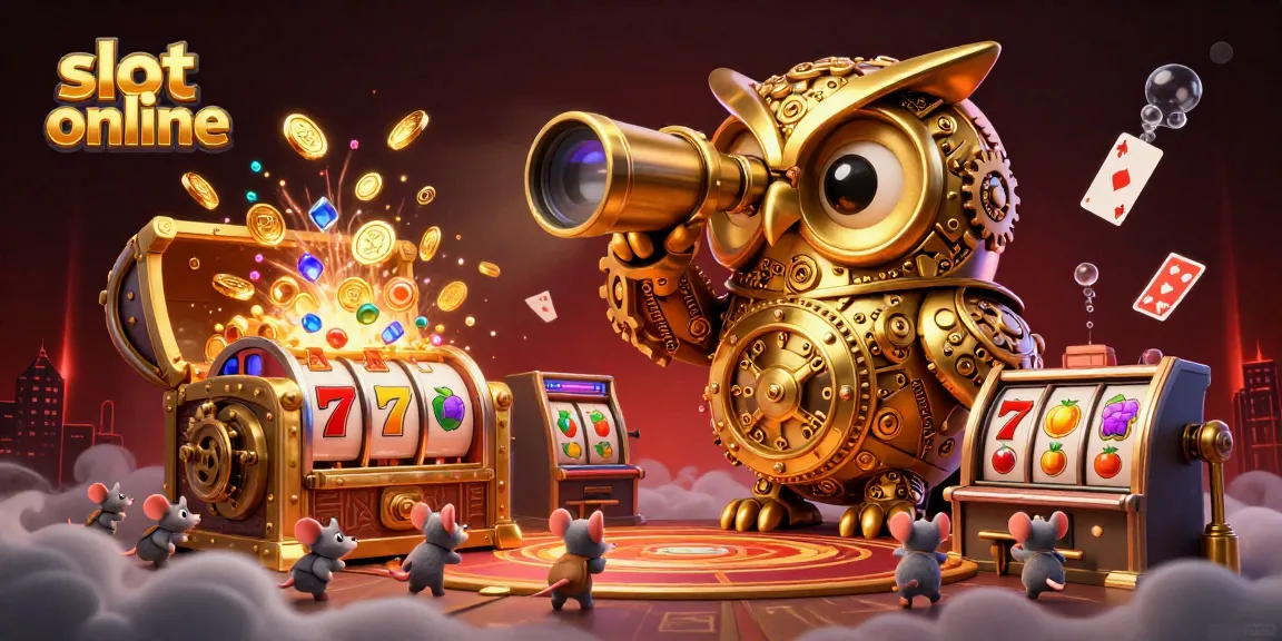 Experience thrilling slot online action with vibrant, dynamic casino elements including spinning reels and lucky symbols.