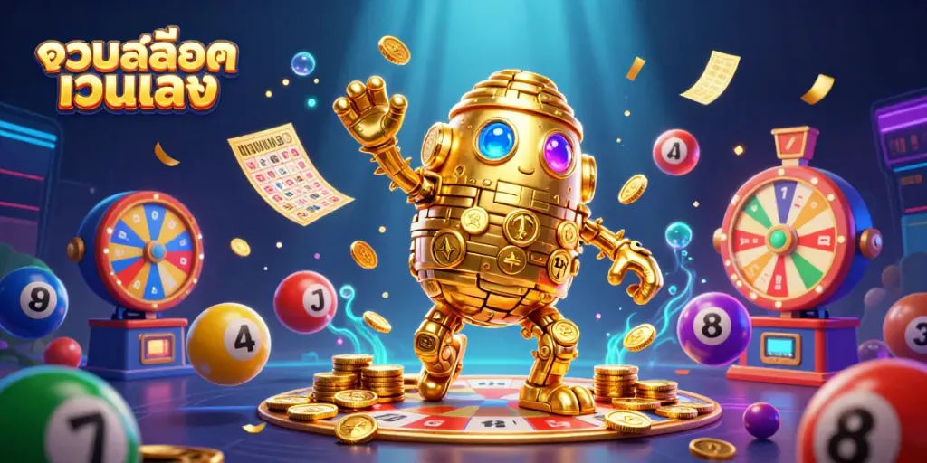Experience the excitement of รวมสล็อตเว็บตรง with this dynamic casino scene full of lively characters and elements.