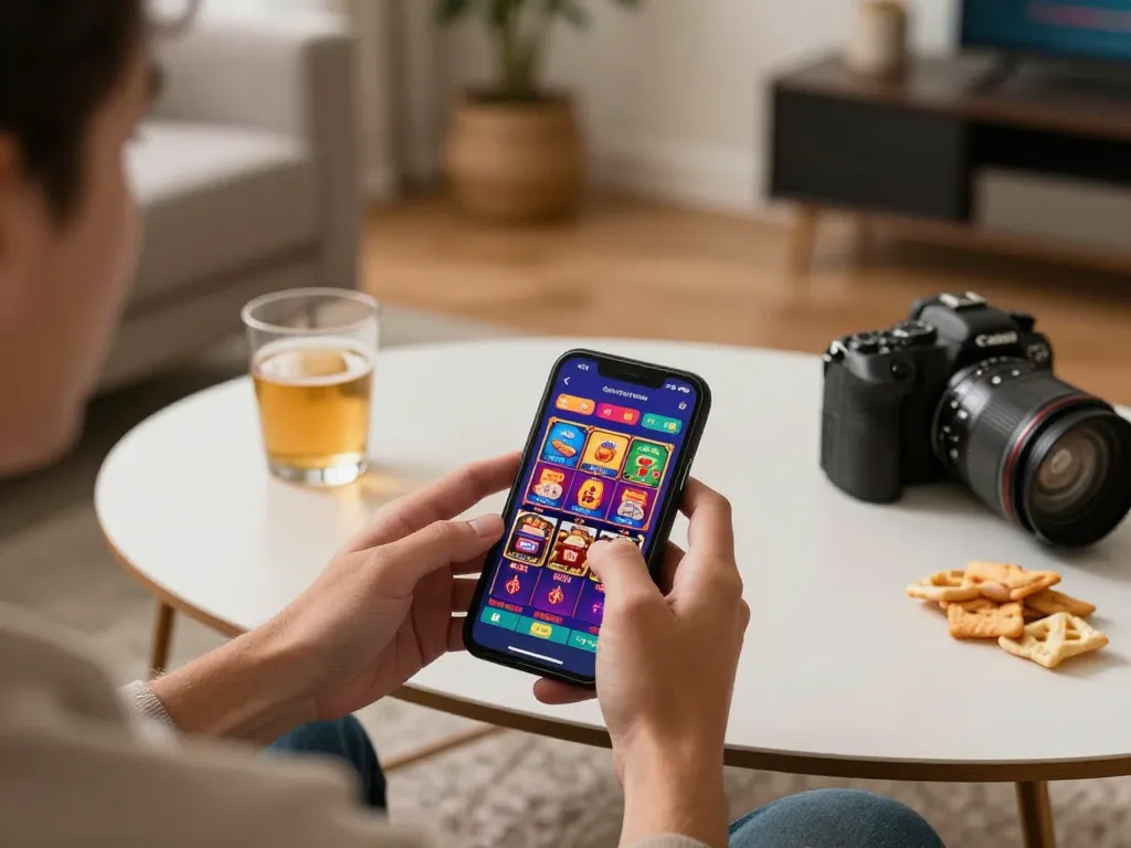 The player explores the app lc88 for exciting online casino games on their smartphone.
