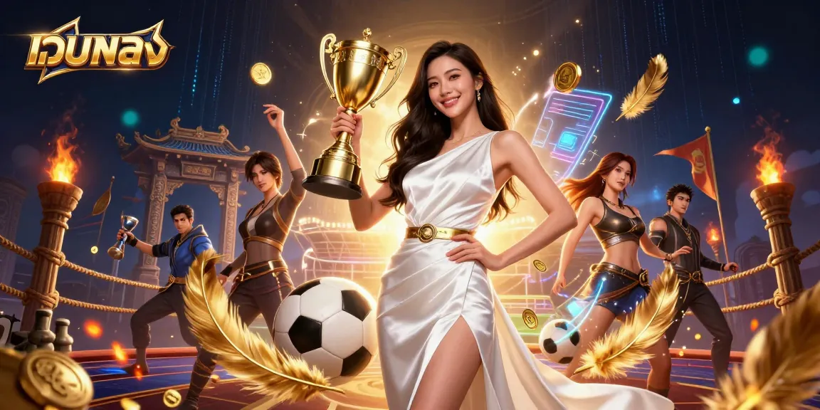 ชนะกับ เว็บตรง ในโลกที่น่าตื่นเต้นของการพนันกีฬา โดยมีผู้หญิงมั่นใจถือถ้วยรางวัล