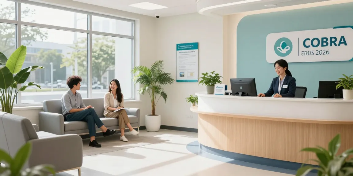 Healthcare professional discussing health insurance options after COBRA in a welcoming clinic environment.