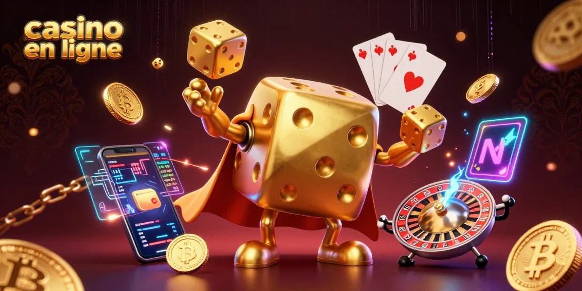 Jouez au casino en ligne avec des éléments d'animation dynamique et des pièces de crypto-monnaie scintillantes.
