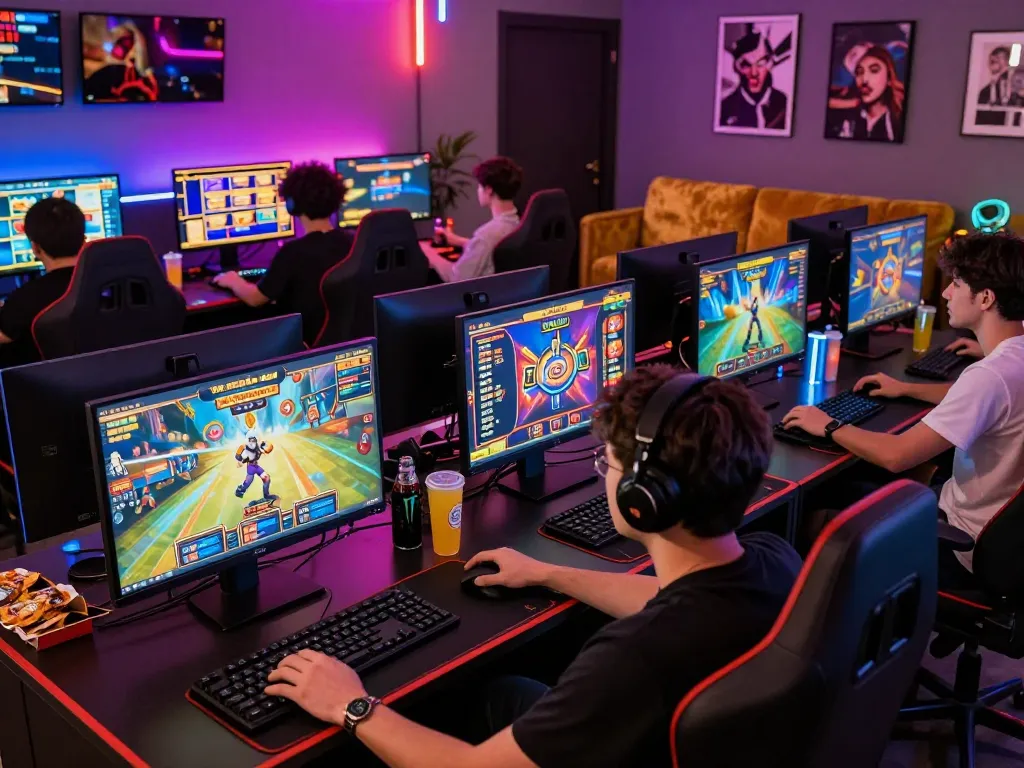 Exciting scene of players enjoying slot gacor games in a modern gaming setup.