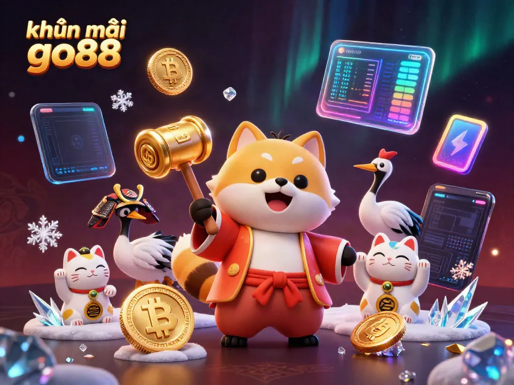 Experience exciting rewards with khuyến mãi go88, highlighted by vibrant maneki-neko and festive characters.