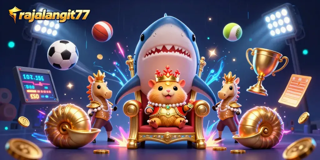 Rajalangit77 merepresentasikan keseruan perjudian dengan raja hamster emas dalam adegan kasino dinamis