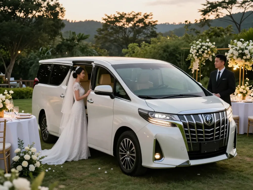 Thuê xe Toyota Alphard sang trọng cho đám cưới, thể hiện sự thanh lịch và phong cách.
