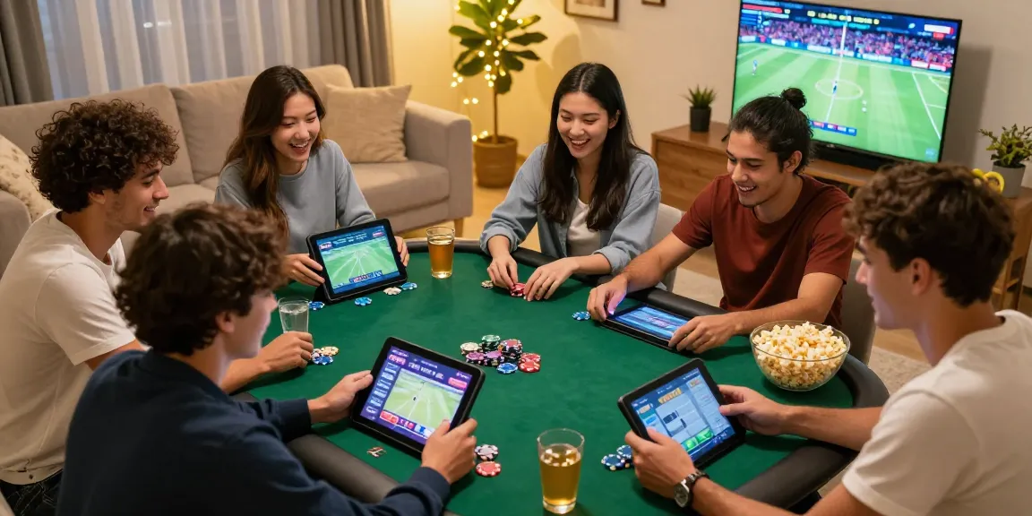 Friends enjoying the rokok88 online gaming experience in a lively living room setting.