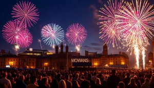 Celebrate manchester fireworks show lighting up the night with vibrant colors and enthusiastic crowds.
