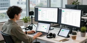 Professional workspace highlighting an ai detector dashboard for content moderation analysis.
