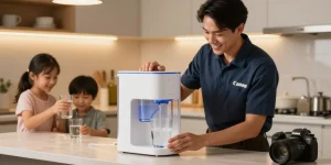 Waterdrop ED11W Rechargeable Water Filter Dispenser showcased by a trusted local professional in a community home setting.
