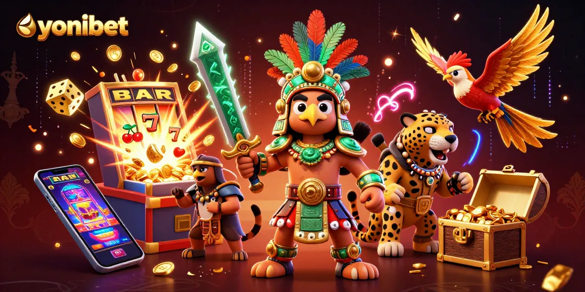 Experience thrilling wins at yonibet with vibrant slots, golden coins, and engaging characters.