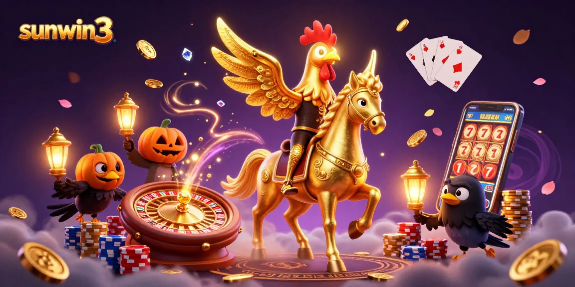 Experience the thrill of winning at sunwin3 with a vibrant 3D casino scene featuring exciting game elements.