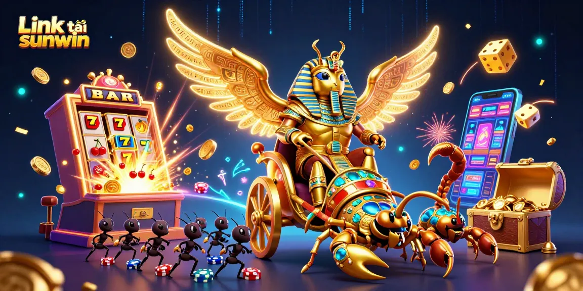 Engage with Link tải sunwin through a vibrant, dynamic gaming experience featuring 3D characters and casino elements.