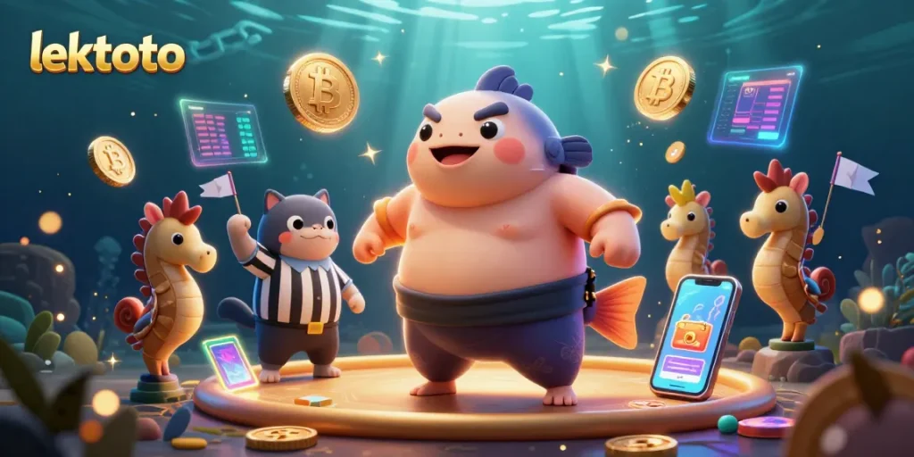 Engage with lektoto and explore this vibrant underwater casino scene featuring a playful fugu.