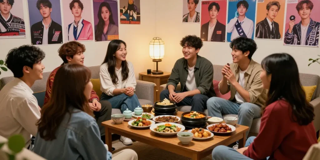 Explore cultural richness at https://hanadultalk.com with friends sharing Asian cuisine and K-pop moments, creating community.